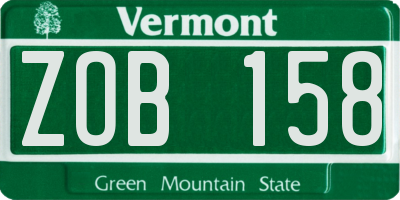 VT license plate ZOB158