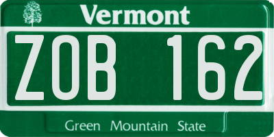 VT license plate ZOB162
