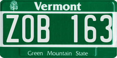VT license plate ZOB163