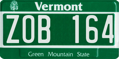VT license plate ZOB164