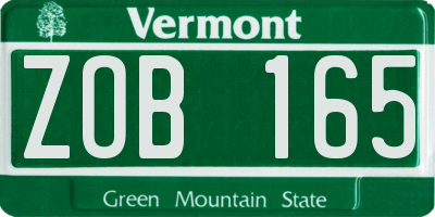 VT license plate ZOB165