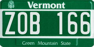 VT license plate ZOB166