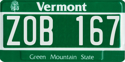 VT license plate ZOB167