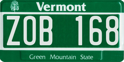 VT license plate ZOB168