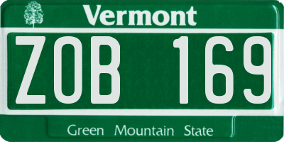 VT license plate ZOB169