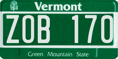 VT license plate ZOB170