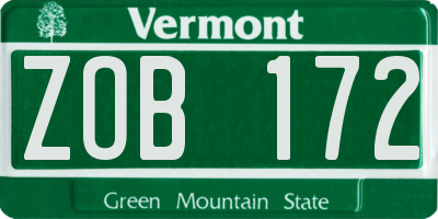 VT license plate ZOB172