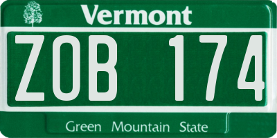 VT license plate ZOB174