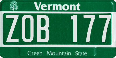 VT license plate ZOB177