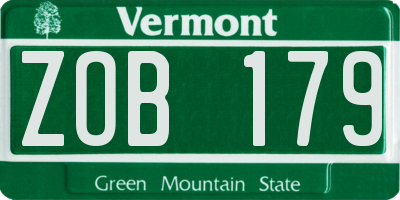 VT license plate ZOB179