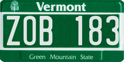 VT license plate ZOB183