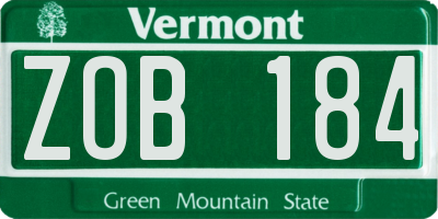 VT license plate ZOB184