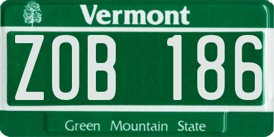 VT license plate ZOB186