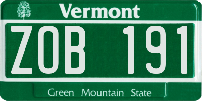VT license plate ZOB191