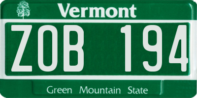 VT license plate ZOB194