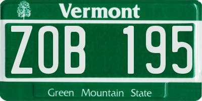 VT license plate ZOB195