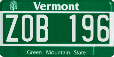 VT license plate ZOB196