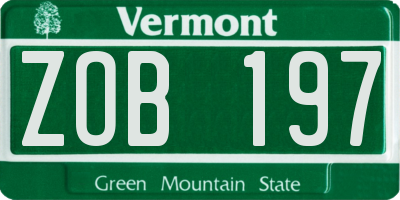 VT license plate ZOB197