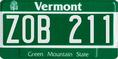 VT license plate ZOB211