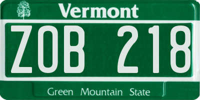 VT license plate ZOB218