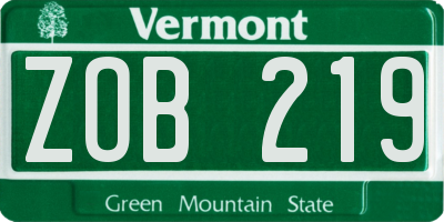 VT license plate ZOB219