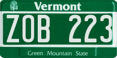 VT license plate ZOB223