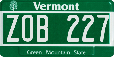 VT license plate ZOB227
