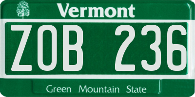 VT license plate ZOB236
