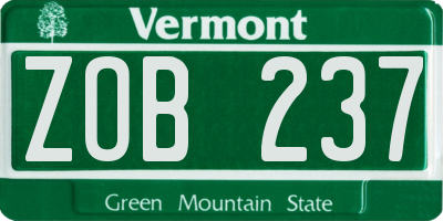 VT license plate ZOB237