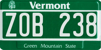 VT license plate ZOB238