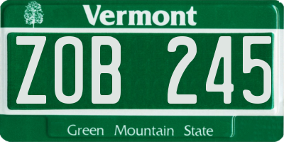 VT license plate ZOB245