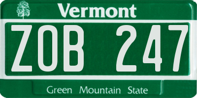 VT license plate ZOB247