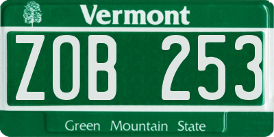 VT license plate ZOB253