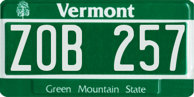 VT license plate ZOB257