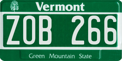 VT license plate ZOB266