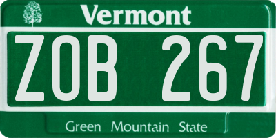 VT license plate ZOB267