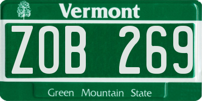 VT license plate ZOB269