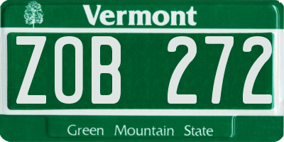 VT license plate ZOB272