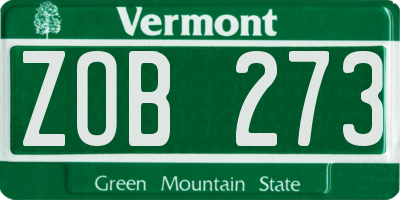 VT license plate ZOB273