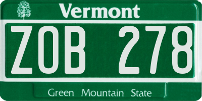VT license plate ZOB278