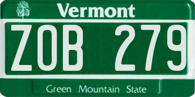 VT license plate ZOB279
