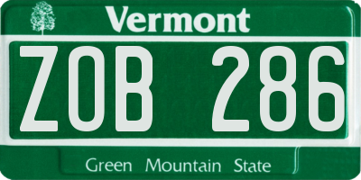 VT license plate ZOB286
