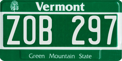 VT license plate ZOB297