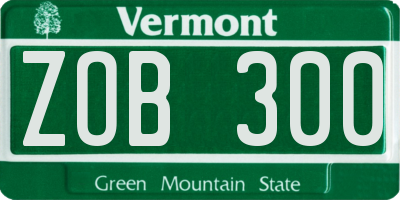 VT license plate ZOB300