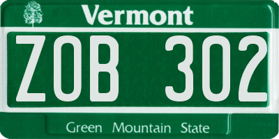VT license plate ZOB302