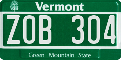 VT license plate ZOB304
