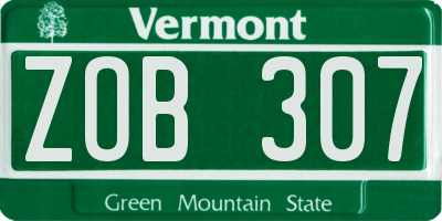 VT license plate ZOB307
