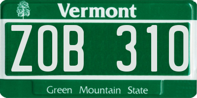 VT license plate ZOB310