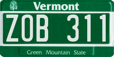 VT license plate ZOB311