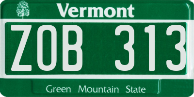 VT license plate ZOB313